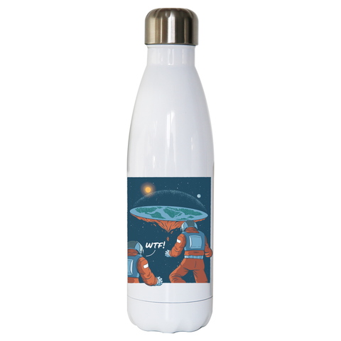 Flat earth astronauts water bottle stainless steel reusable - Graphic Gear