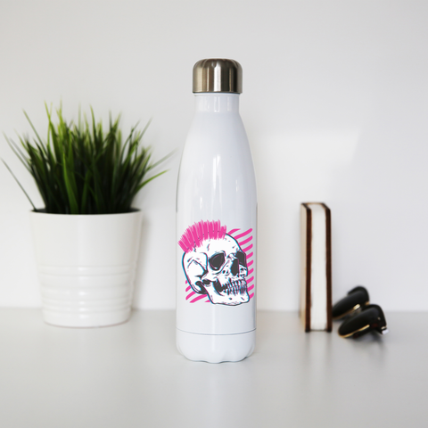 Punk skull glitch water bottle stainless steel reusable - Graphic Gear