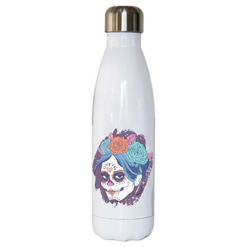 Dia de los muertos skull water bottle stainless steel reusable - Graphic Gear