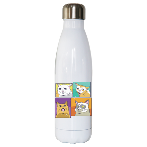 Meme cats water bottle stainless steel reusable - Graphic Gear
