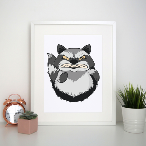 Angry raccoon print poster wall art decor - Graphic Gear
