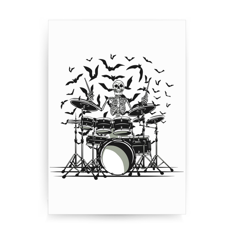Skeleton drummer print poster wall art decor - Graphic Gear