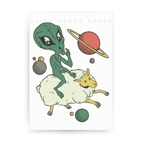 Alien space sheep print poster wall art decor - Graphic Gear