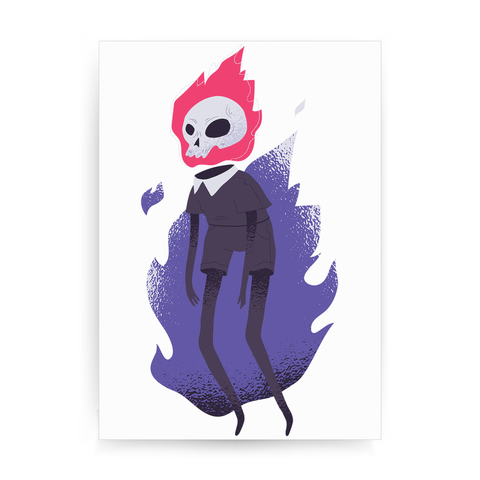 Halloween flaming skull print poster wall art decor - Graphic Gear