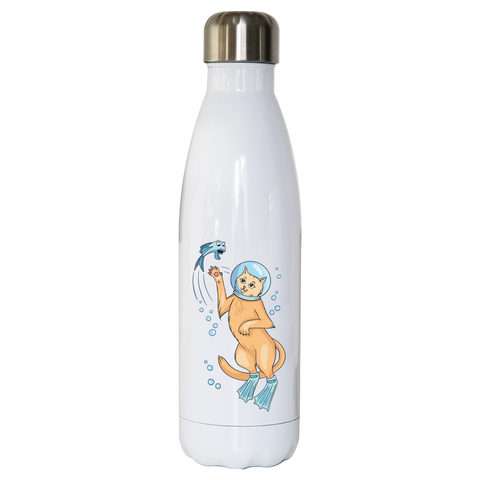 Scuba cat water bottle stainless steel reusable - Graphic Gear