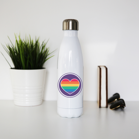 Rainbow heart water bottle stainless steel reusable - Graphic Gear