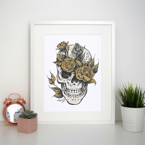 Flower skull print poster wall art decor - Graphic Gear
