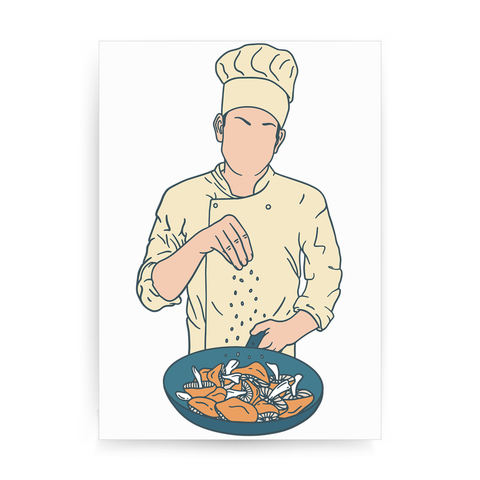 Chef salting mushrooms print poster wall art decor - Graphic Gear