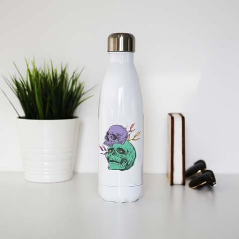 Creepy skulls water bottle stainless steel reusable - Graphic Gear