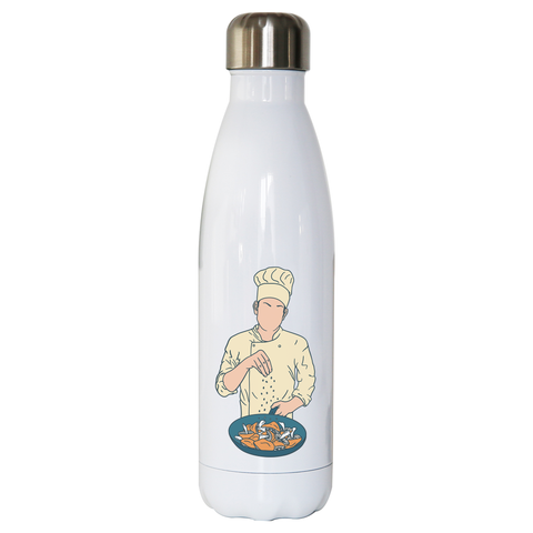 Chef salting mushrooms water bottle stainless steel reusable - Graphic Gear