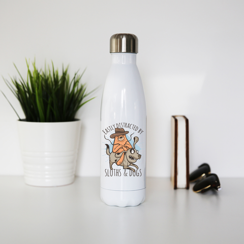 Sloth riding dog water bottle stainless steel reusable - Graphic Gear