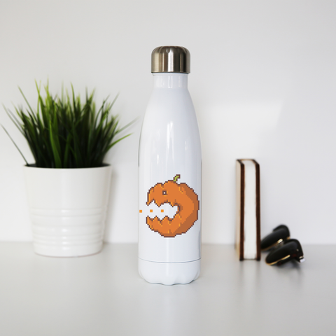 Pixel pumpkin water bottle stainless steel reusable - Graphic Gear