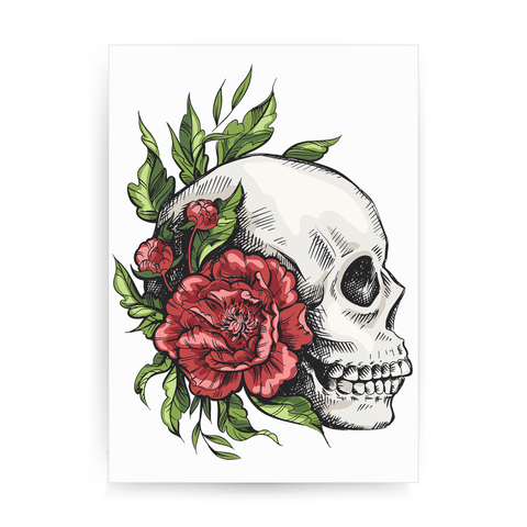 Skull roses print poster wall art decor - Graphic Gear