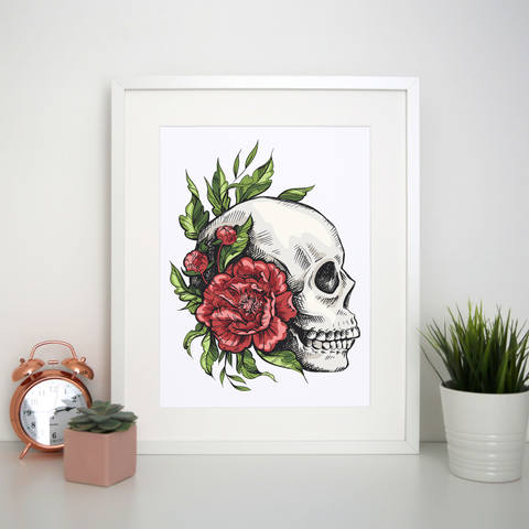 Skull roses print poster wall art decor - Graphic Gear