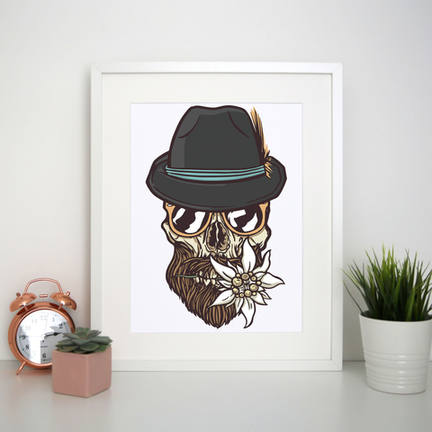 Hipster skull print poster wall art decor - Graphic Gear