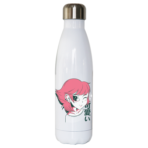 Kawaii anime girl water bottle stainless steel reusable - Graphic Gear