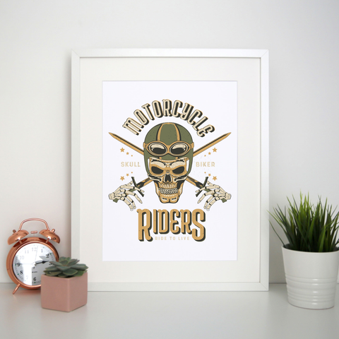 Skull biker print poster wall art decor - Graphic Gear