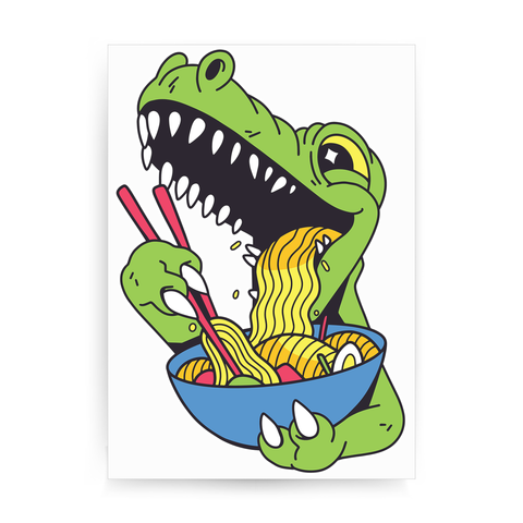 Trex eating ramen print poster wall art decor - Graphic Gear
