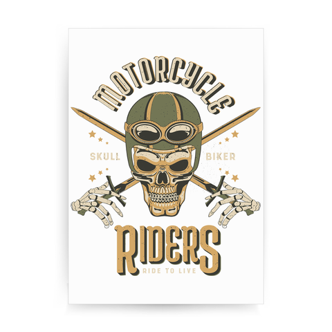 Skull biker print poster wall art decor - Graphic Gear