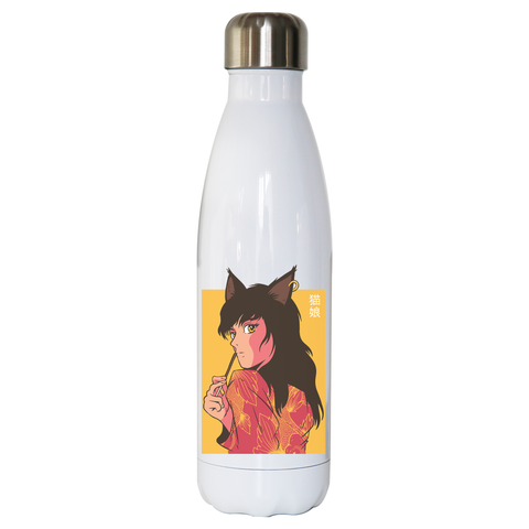 Cat girl anime water bottle stainless steel reusable - Graphic Gear