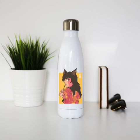 Cat girl anime water bottle stainless steel reusable - Graphic Gear