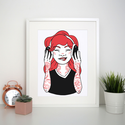 Tattooed girl print poster wall art decor - Graphic Gear