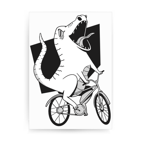 Biker dinosaur print poster wall art decor - Graphic Gear