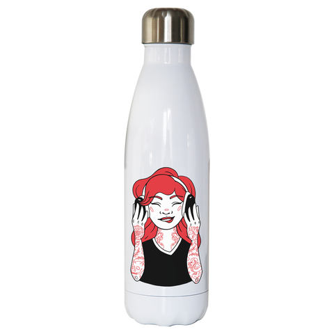 Tattooed girl water bottle stainless steel reusable - Graphic Gear