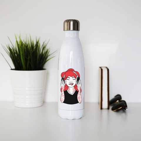 Tattooed girl water bottle stainless steel reusable - Graphic Gear