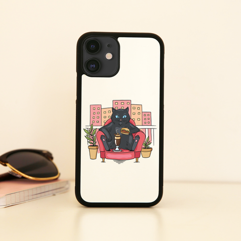 Cat on balcony eating and drinking iPhone case cover 11 11Pro Max XS XR X - Graphic Gear