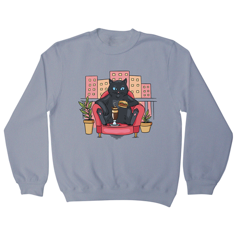 Cat on balcony eating and drinking sweatshirt - Graphic Gear