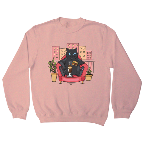 Cat on balcony eating and drinking sweatshirt - Graphic Gear