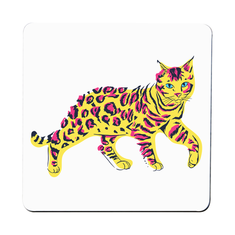 Colorful bengal cat coaster drink mat - Graphic Gear