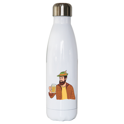 Hipster man with beer water bottle stainless steel reusable - Graphic Gear