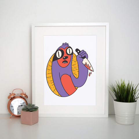 Sloth with knife print poster wall art decor - Graphic Gear