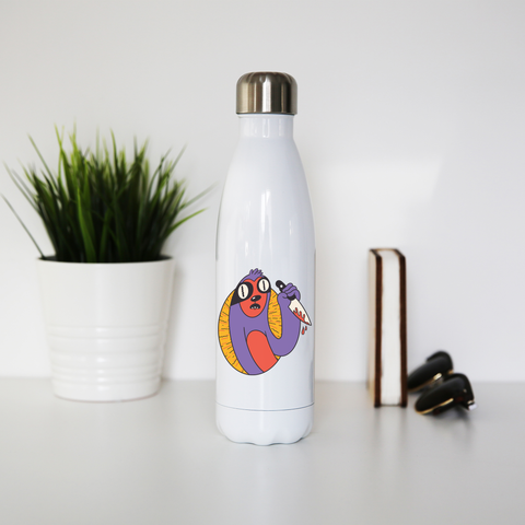 Sloth with knife water bottle stainless steel reusable - Graphic Gear