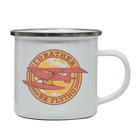 Airplane flying badge enamel camping mug White