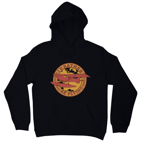 Airplane flying badge hoodie Black