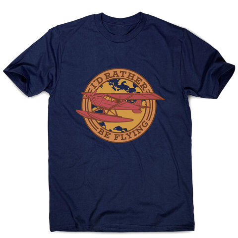 Airplane flying badge men's t-shirt Navy