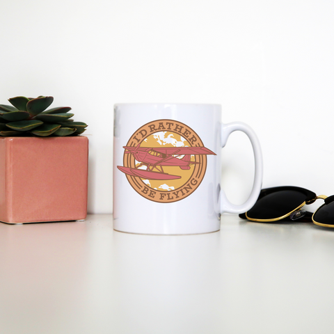 Airplane flying badge mug coffee tea cup White