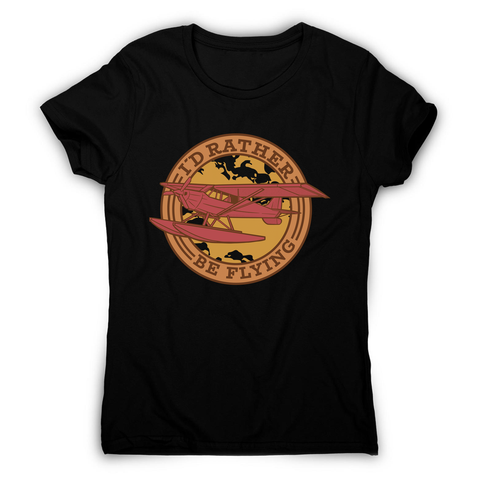 Airplane flying badge women's t-shirt Black