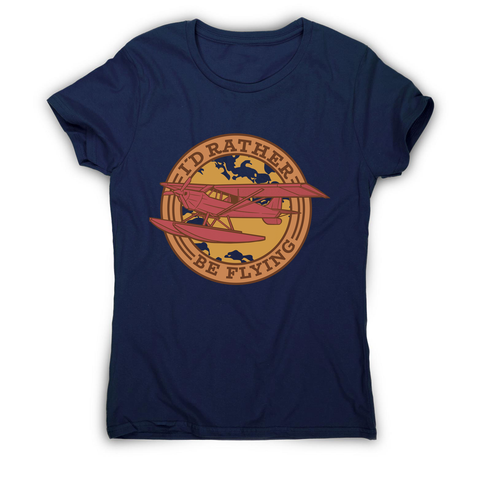 Airplane flying badge women's t-shirt Navy