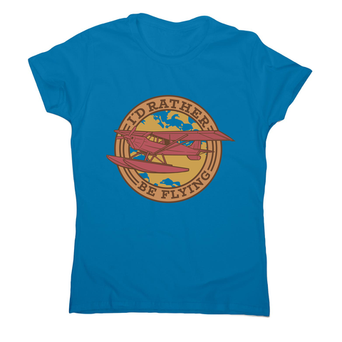 Airplane flying badge women's t-shirt Sapphire