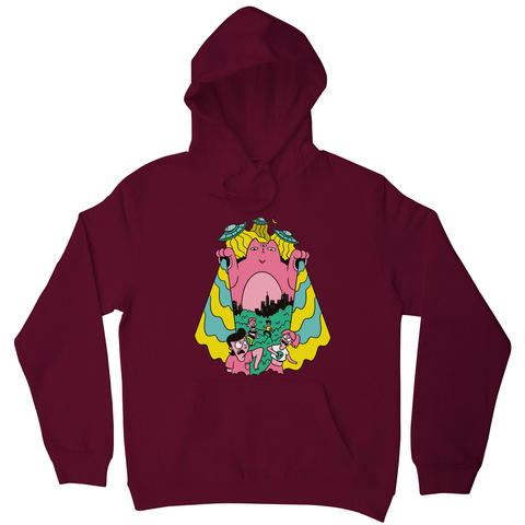 Alien cat hoodie Burgundy