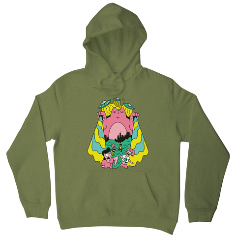Alien cat hoodie Olive Green