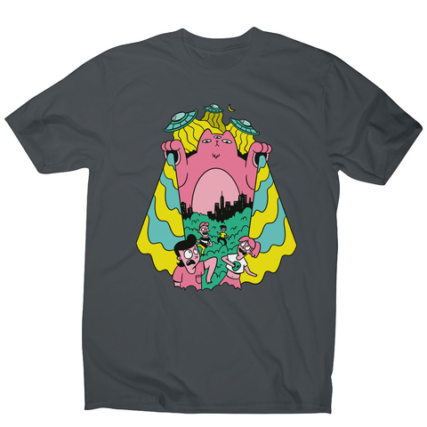 Alien cat men's t-shirt Charcoal