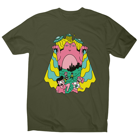 Alien cat men's t-shirt Military Green
