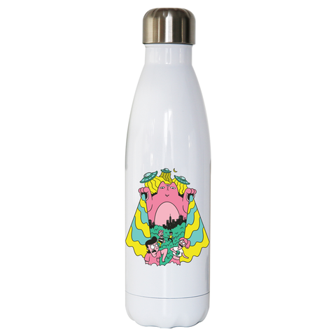 Alien cat water bottle stainless steel reusable White