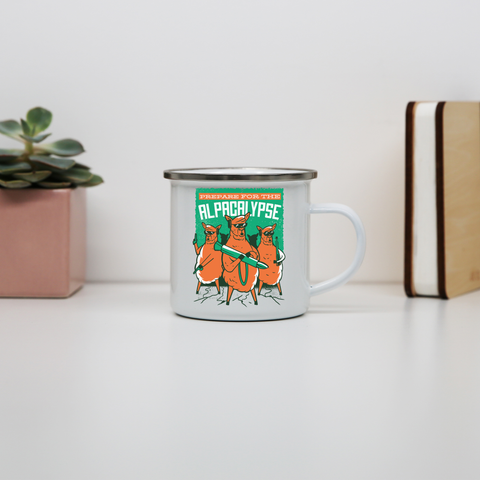 Alpacalypse enamel camping mug White