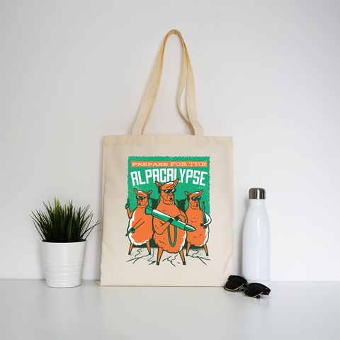 Alpacalypse tote bag canvas shopping Natural